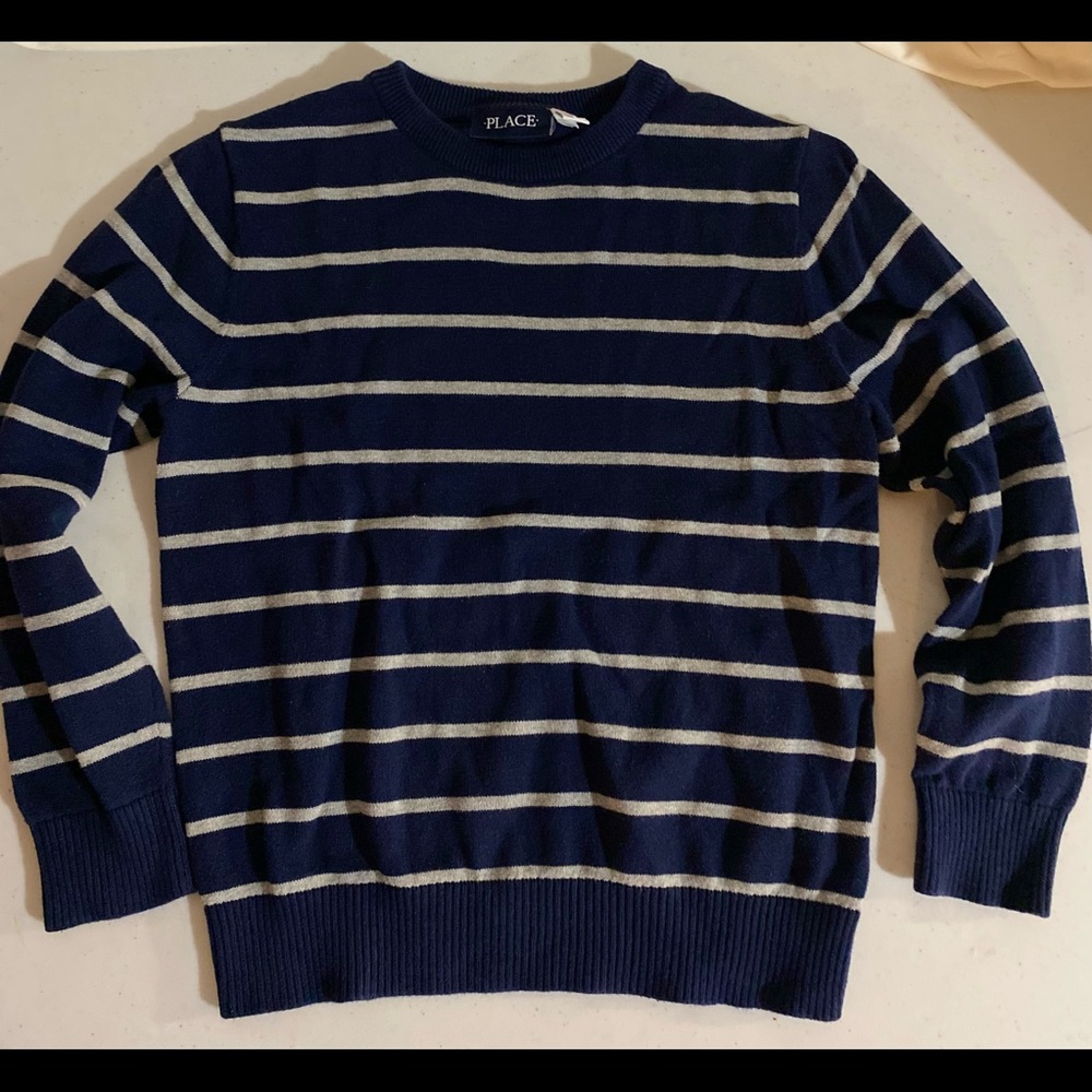 Childrens place blue/gray striped sweater